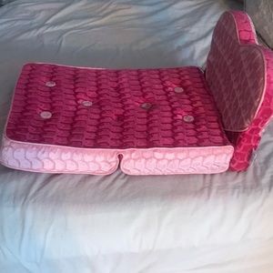 Pink fold up couch and bed for build a bears